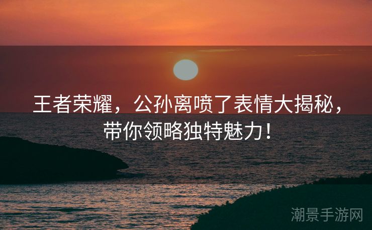 王者荣耀，公孙离喷了表情大揭秘，带你领略独特魅力！