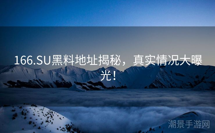 166.SU黑料地址揭秘，真实情况大曝光！