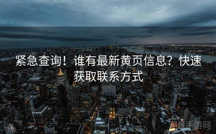 紧急查询！谁有最新黄页信息？快速获取联系方式