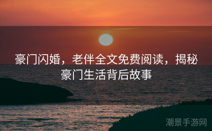 豪门闪婚，老伴全文免费阅读，揭秘豪门生活背后故事