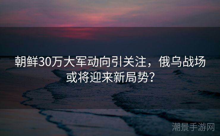 朝鲜30万大军动向引关注，俄乌战场或将迎来新局势？