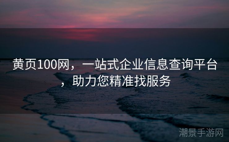 黄页100网，一站式企业信息查询平台，助力您精准找服务